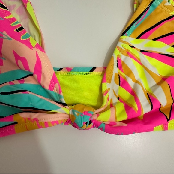 No Boundaries Womens Neon Tropical Palm Print Bikini Size L (11-13) - Picture 14 of 15